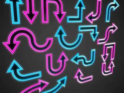 18 Neon Arrows Low Poly Sci-Fi Collection Pack  Low-poly 3D model