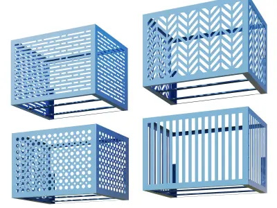 Baskets for air conditioning on the facade 2 3D model