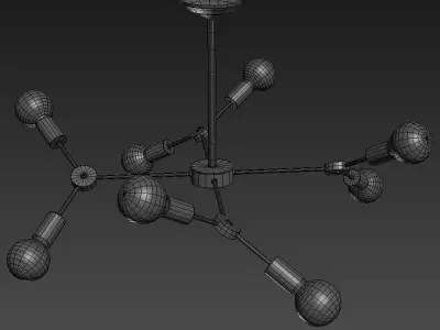 Industrial Semi Flush Ceiling Light with 8 Lights 3D model