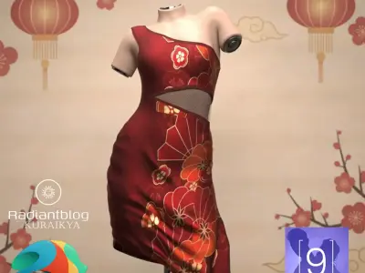 Side Cut-out Dress for Genesis 9 3D model