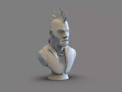 Punk dude bust 3D print model