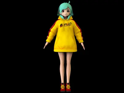 game ready Low Poly Anime Character 3