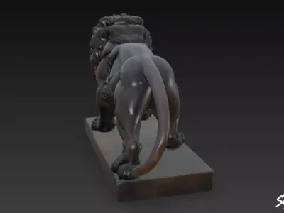 Lion Statue V39 Low-poly 3D model