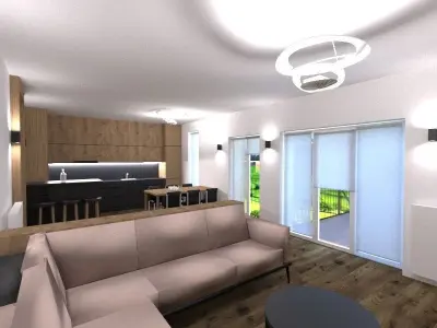 livingroom apartment with living room and kitchen Free 3D model