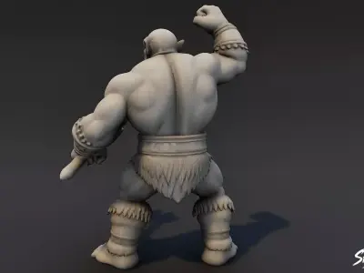 Ogre Warrior Victory Pose Statue Low-poly 3D model