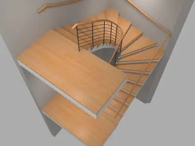 U Stair For Small Areas Low-poly 3D model