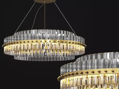 Round Glass Chandelier Modern Style Living Room Lighting 3D model