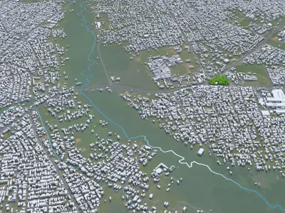 Benin City Nigeria 50km Low-poly 3D model