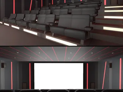 Modern Cinema Halls - 8 Scenes Low-poly 3D model