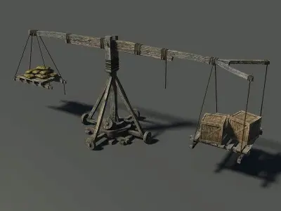 Old Wooden Crane Low-poly 3D model