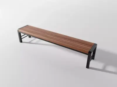 Bench 1 made of metal and wood Low-poly 3D model