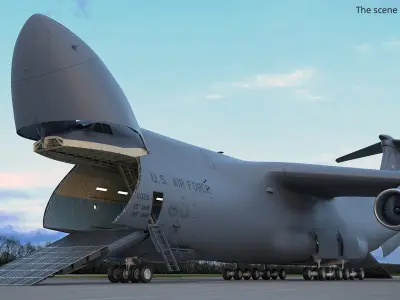  Lockheed C-5M Super Galaxy Dark Gray with Interior Rigged 