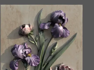 floral relief sculptu 4 3D model
