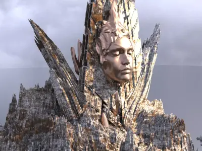 Ancient Sci-Fi snow mountain 3 3D model