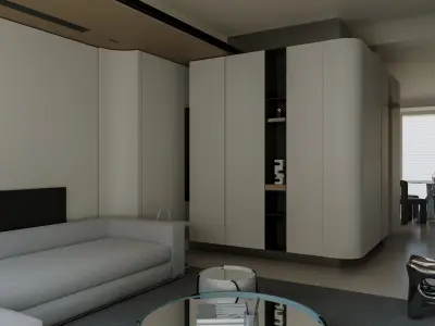 Modern living and dining room 3D model purchase