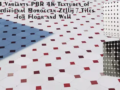 Ultra Realistic Textures of Moroccan zellij Tiles - 4 Variants- 3D model