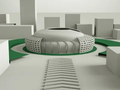 Exterior futuristic  Stadium  Low-poly 3D model