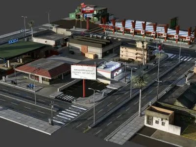 City Street Low-poly 3D model