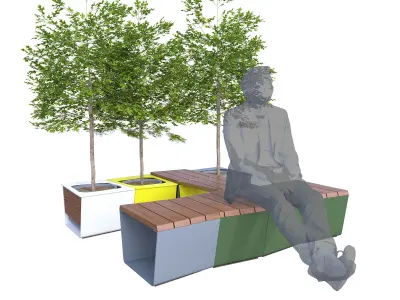 equiparc exa bench and  pot 3D model