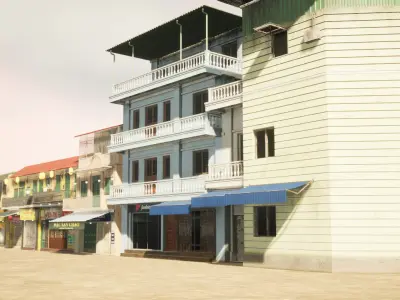 Hanoi Town House - O Quan Chuong - 2buldings 3D model Low-poly 3D model