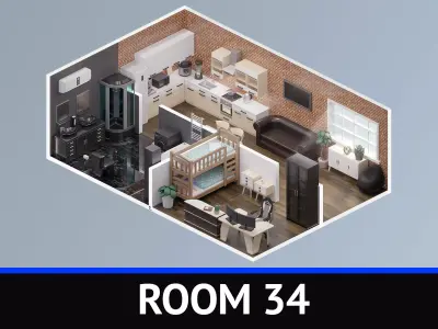 Room 34 Low-poly 3D model