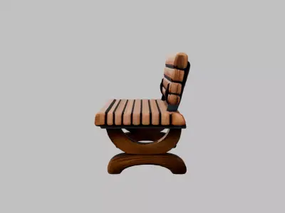 Bench Low-poly 3D model 6