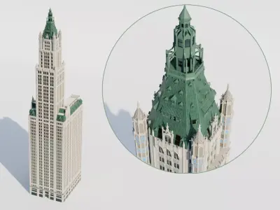NYC The Woolworth Building Low-poly 3D model