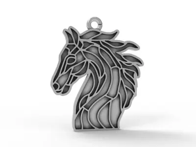 Horse Head Enamel Pendant 3D print model