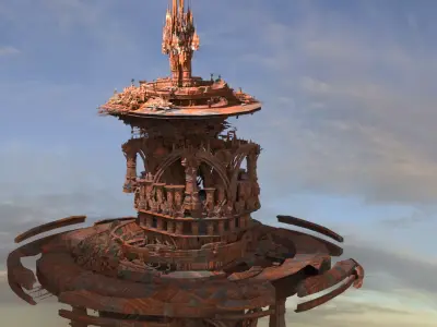 Desert Arrakis Desert Floating tower 3D model