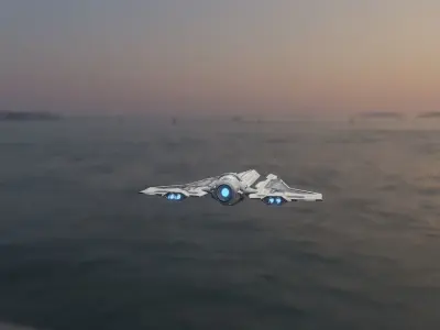 komrk-class fighter mandalorian 3 low poly Low-poly 3D model