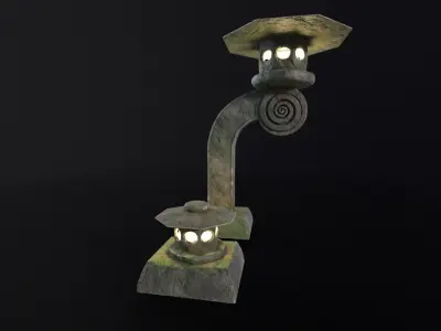 Forest Stone Japanese Lantern Low-poly 3D model