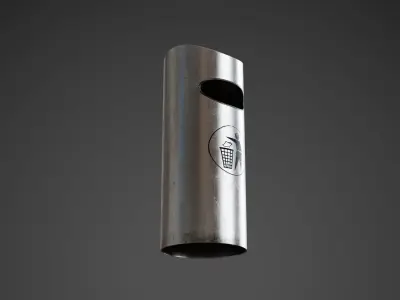 Street Trash Bin Game-Ready Low-poly 3D model
