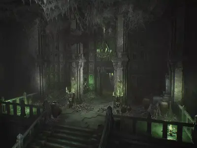 Fantasy Dungeon Ossuary Low-poly 3D model
