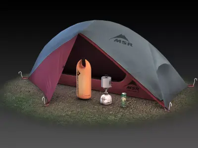 Low Poly Backpacking Gear Collection Low-poly 3D model