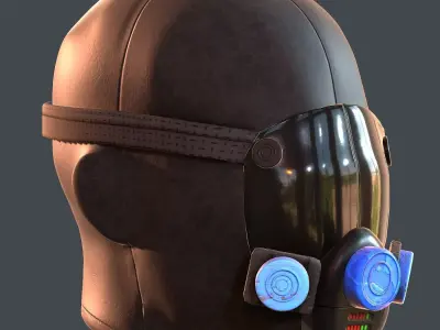 Gas mask helmet 3d model scifi Low-poly  Low-poly 3D model