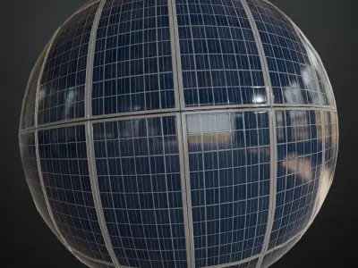 Modular Dark Solar Panel Array PBR Seamless Texture