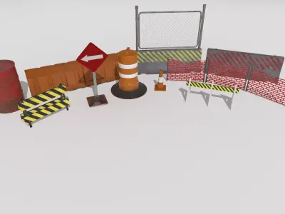 Construction site assets Low-poly 3D model