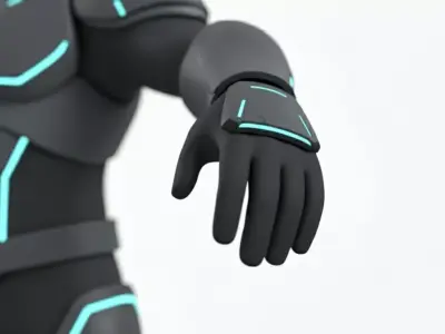 Futuristic Sci-Fi Armored Suit Rigged 3D model Low-poly 3D model