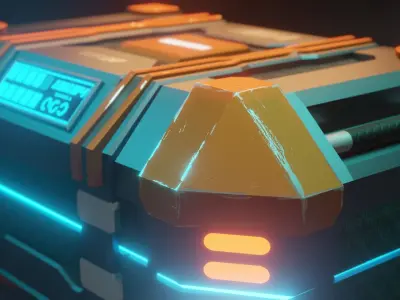 Sci-fi Crate with Surface Scratches Low-poly 3D model