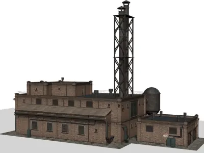 Old Factory Low-poly 3D model Low-poly