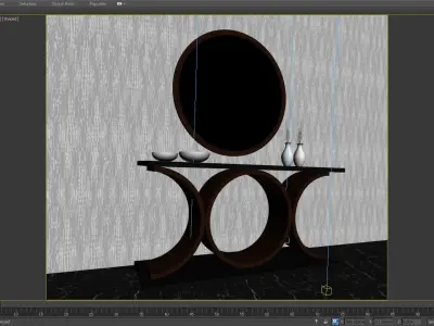 3D CONSOLE MODEL 3D model modern table with round mirror 3D model