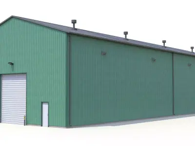 Green Industrial Building 27 PBR Low-poly 3D model