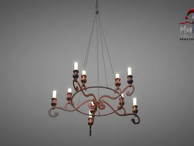 Medieval Forged Chandelier 3D model