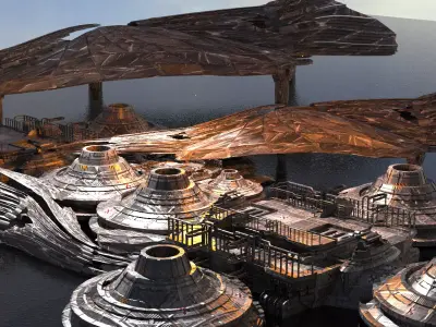 Ocean alien base rig 3 3D model