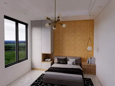 Minimalist Master Bedroom Interior Low-poly 3D model