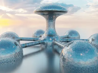 Sci Fi future Mars Base Glass City 3D model