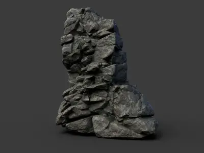 Low poly Black Cliff Modular Rock 210417 Low-poly 3D model