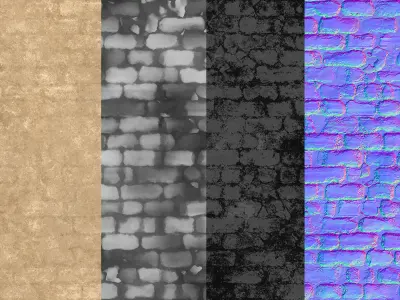  Desert Limestone Brick Tiles Material PBR 200 x 200 cm Texture