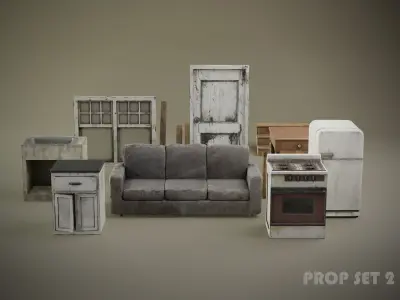 Post-Apocalyptic Interior Prop Pack-Game Ready 3D Assets Low-poly 3D model