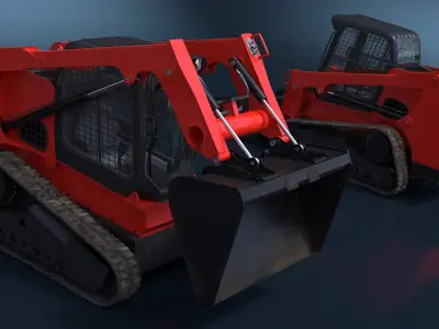  Skid Steer Loader Red Rigged for Maya 